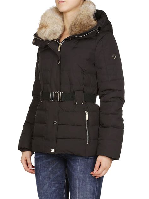 michael kors insulated winter jacket with fur hood bottons